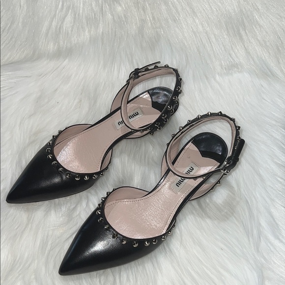 Miu Miu Black and Pink Studded Heels - Picture 5 of 8